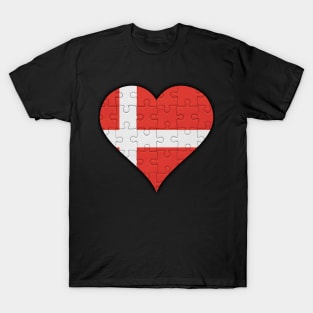 Danish Jigsaw Puzzle Heart Design - Gift for Danish With Denmark Roots T-Shirt